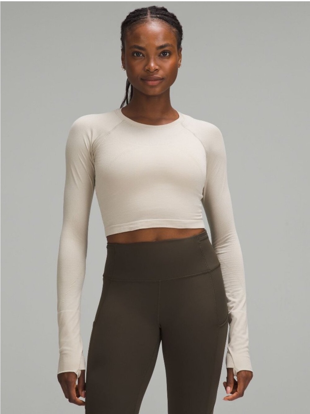 Lulu lemon Women’s Long Sleeve Ribbed Crop Top - Cream